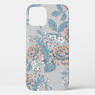 Funda Para iPhone 12 Hermosas flores. Ornamentos monocromos. Lámina sin