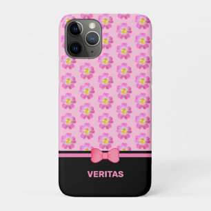 Funda Para iPhone 11 Pro Hermosas flores rosadas sobre negro y rosa