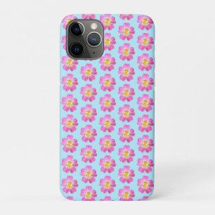 Funda Para iPhone 11 Pro Hermosas flores rosas sobre azul claro