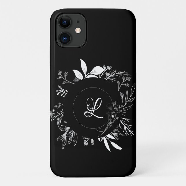 Funda De Case-Mate Para iPhone Hermosas flores silvestres Doodle Monograma Funda- (Reverso)