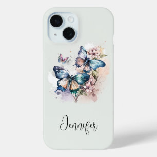 Funda Para iPhone 15 Hermosas mariposas y flores