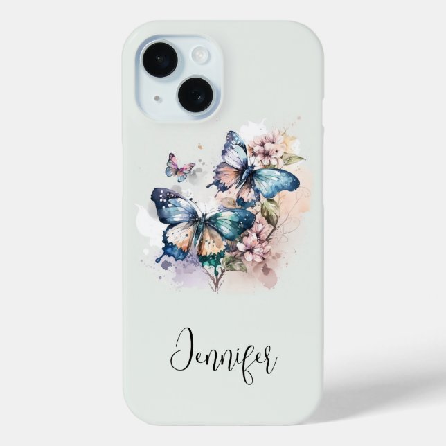 Funda De Case-Mate Para iPhone Hermosas mariposas y flores (Reverso )