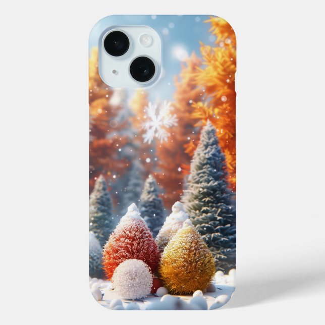 Funda De Case-Mate Para iPhone Hermoso árbol de otoño en invierno (Reverso )