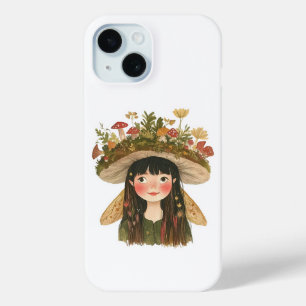 Funda Para iPhone 15 Hermoso botón de insignia de hada de champiñón en