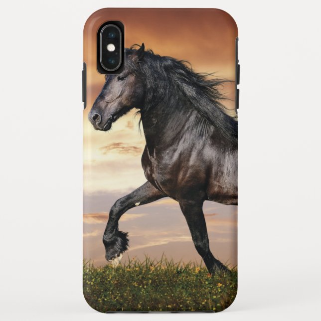 Funda De Case-Mate Para iPhone Hermoso caballo negro (Reverso)