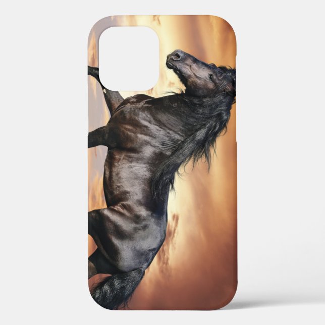 Funda De Case-Mate Para iPhone Hermoso caballo negro (Reverso )