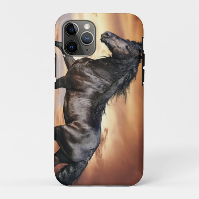 Funda De Case-Mate Para iPhone Hermoso caballo negro (Reverso)