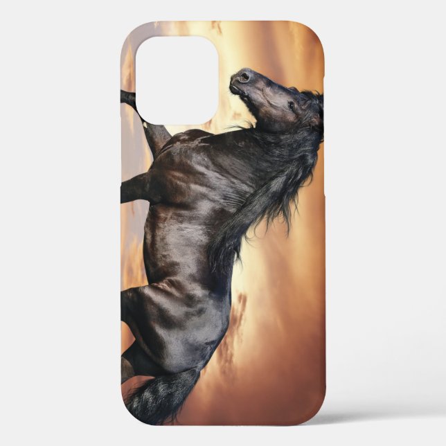 Funda De Case-Mate Para iPhone Hermoso caballo negro (Reverso )