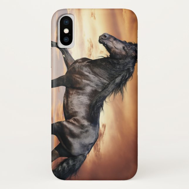 Funda De Case-Mate Para iPhone Hermoso caballo negro (Reverso)