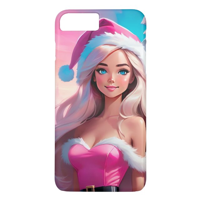 Funda De Case-Mate Para iPhone Hermoso Chica de Navidades rosados 01 (Reverso)