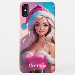 Funda Para iPhone XS Max Hermoso Chica de Navidades rosados 01