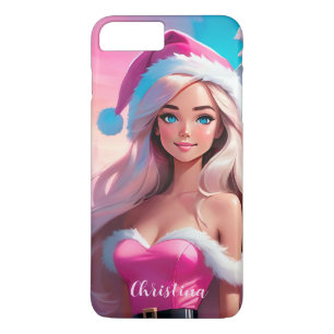 Funda Para iPhone 8 Plus/7 Plus Hermoso Chica de Navidades rosados 01