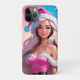 Funda Para iPhone 11 Pro Hermoso Chica de Navidades rosados 01