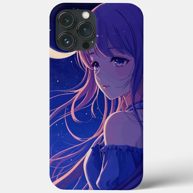 Funda De Case-Mate Para iPhone Hermoso Chica Purple Anime (Reverso )