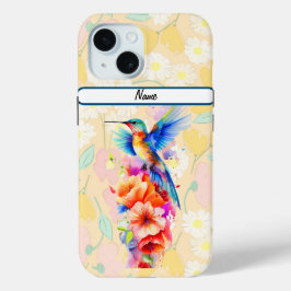 Funda Para iPhone 15 Hermoso colibrí duro