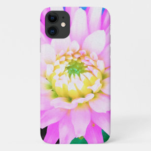 Funda Para iPhone 11 Hermoso Dahlia Cactus Macro Rosa, Blanco y Amarill