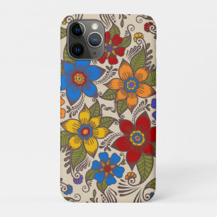 Funda Para iPhone 11 Pro Hermoso diseño floral de arte popular retro