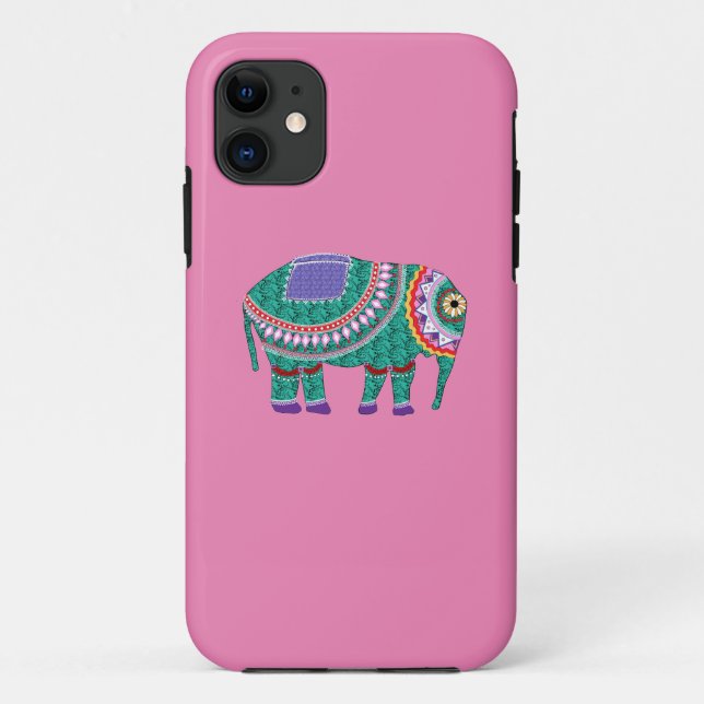 Funda De Case-Mate Para iPhone Hermoso elefante ornato (Reverso)