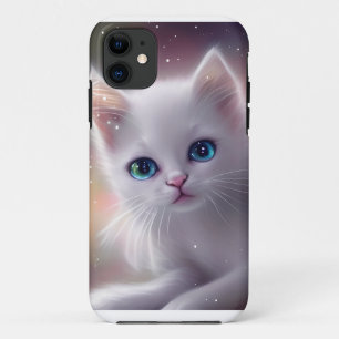 Funda Para iPhone 11 Hermoso Gato Fantasía Blanca Fluffy
