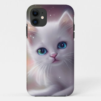 Funda Para iPhone 11 Hermoso Gato Fantasía Blanca Fluffy