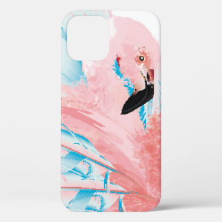 Funda Para iPhone 12 Hermoso ilustracion con flamingo rosa dibujado y