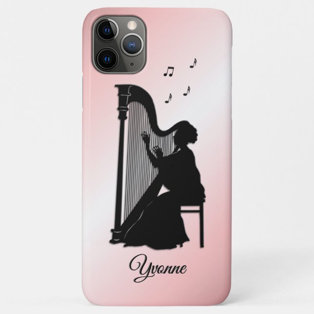 Funda De Case-Mate Para iPhone Hermoso jugador de harp personalizado (Reverso)