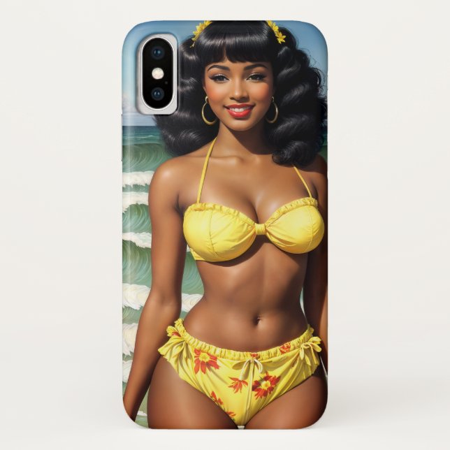 Funda De Case-Mate Para iPhone Hermoso modelo Pinup Melanin, Chica negro (Reverso)