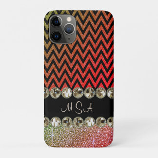 Funda Para iPhone 11 Pro Hermoso Monograma de Chevron Rojo