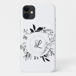 Funda Para iPhone 11 Hermoso Monograma de Flores Silvestres