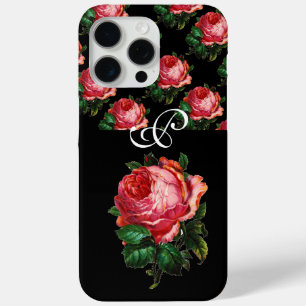 FUNDA PARA iPhone 15 PRO MAX HERMOSO MONOGRAMA DE ROSA ROSA ROSA ROSA