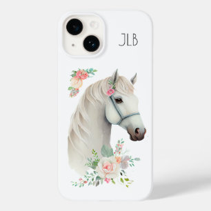 Funda Para iPhone 14 De Case-Mate Hermoso Monograma Floral Boho Cabeza de Caballo Bl