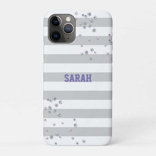 Funda De Case-Mate Para iPhone Hermoso morado-blanco, con zircones (Reverso)