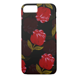Funda Para iPhone 8/7 Hermoso patrón de bordado de rosas traslúcidos roj