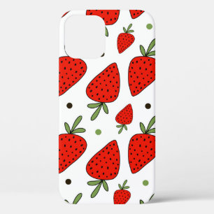 Funda Para iPhone 12 Hermoso patrón de fresas rojas sin fisuras