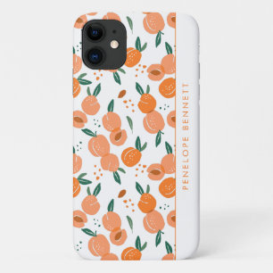 Funda Para iPhone 11 Hermoso patrón de melocotón de verano Monograma
