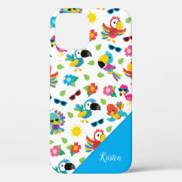 Funda Para iPhone 12 Hermoso patrón de paraíso colorido de aves tropica