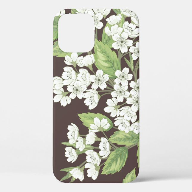 Funda De Case-Mate Para iPhone Hermoso patrón de primavera sin costura con ramifi (Reverso )