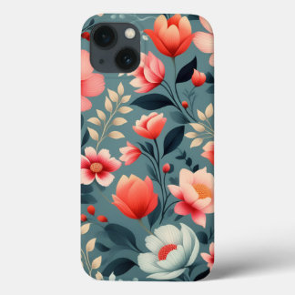 Funda Para iPhone 13 Hermoso patrón floral de primavera de flores rojas