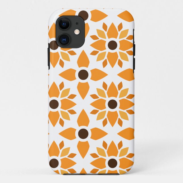 Funda De Case-Mate Para iPhone hermoso patrón floral marrón (Reverso)