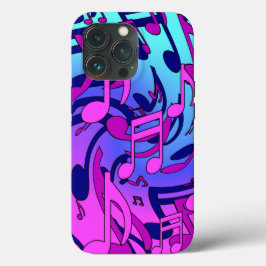 Funda Para iPhone 13 Pro Hermoso Patrón Musical Música Rosa Purpura Aqua