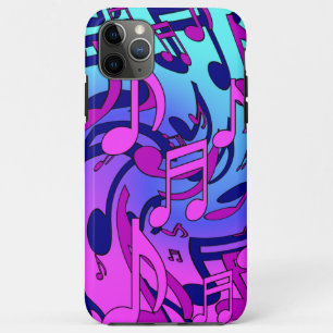 Funda Para iPhone 11 Pro Max Hermoso Patrón Musical Música Rosa Purpura Aqua
