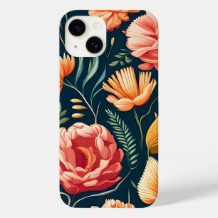 Funda Para iPhone 14 De Case-Mate Hermoso patrón rosa, Naranja y flor roja
