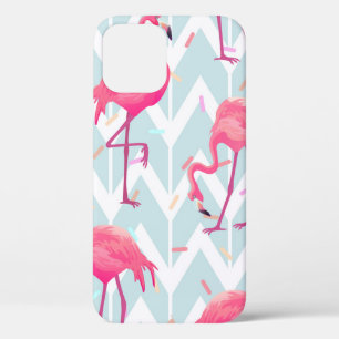 Funda Para iPhone 12 Hermoso patrón tropical sin costura con flam rosa