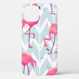 Funda Para iPhone 12 Hermoso patrón tropical sin costura con flam rosa