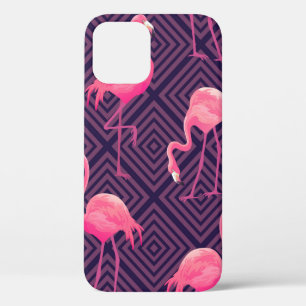 Funda Para iPhone 12 Hermoso patrón tropical sin costura con flam rosa