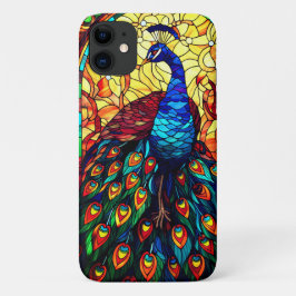 Funda Para iPhone 11 Hermoso Peacock Vidrio Manchado