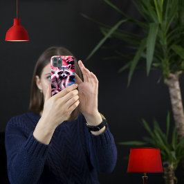 Funda Para iPhone 15 Pro Hermoso Raccoon Red Sparkle Eyes Woods