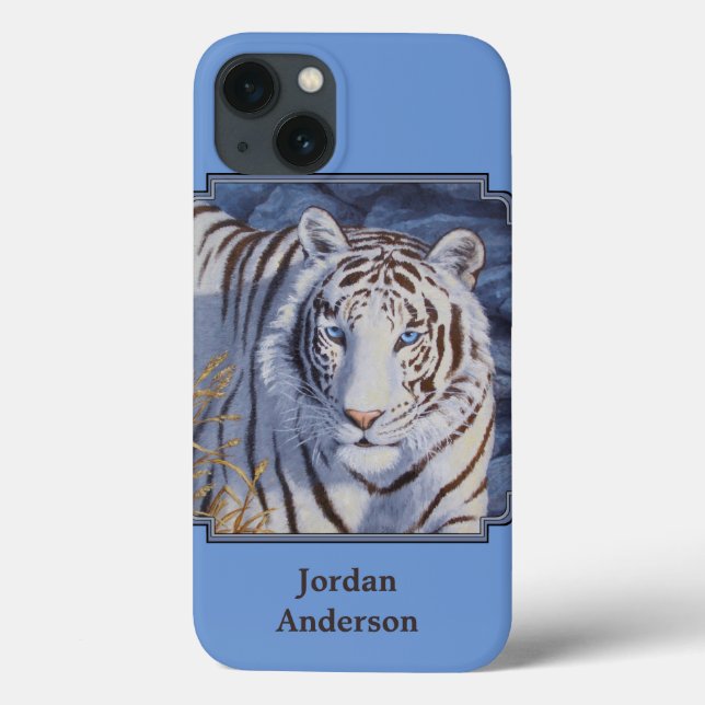 Funda De Case-Mate Para iPhone Hermoso tigre blanco con ojos azul cristal (Reverso)