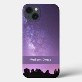 Funda Para iPhone 13 Hermoso y sereno cielo estrellado nocturno púrpura