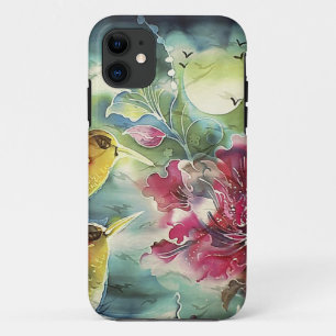 Funda Para iPhone 11 Hermosos colibríes en el arte de la seda nocturna